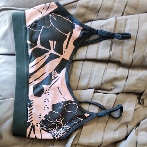 Adidas Pink and Black Geometric Sports Bra